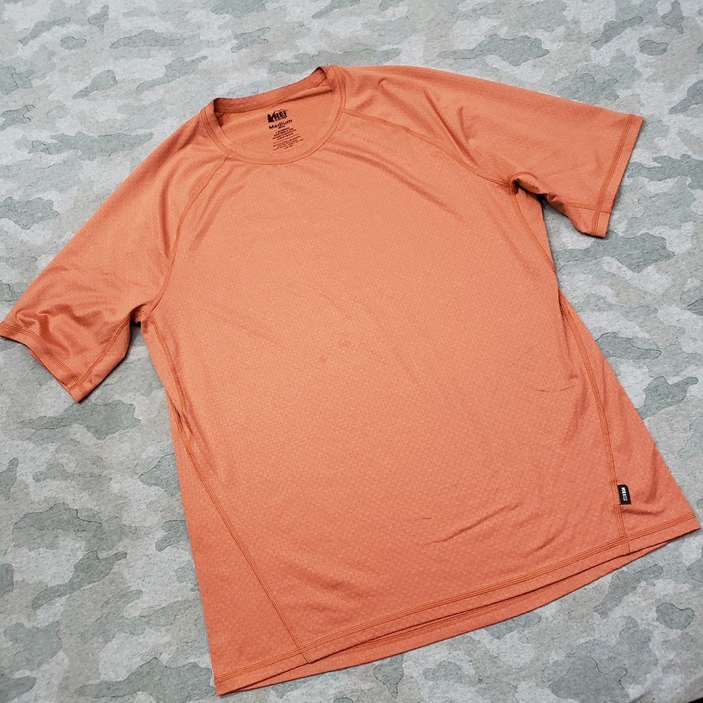 REI‎ Co-op Shirt Mens Medium Orange Short Sleeve Outdoors Hiking Travel